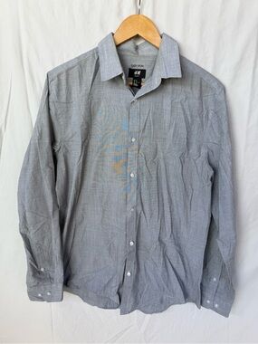H&M Men's Light Gray Button-Down Dress Shirt